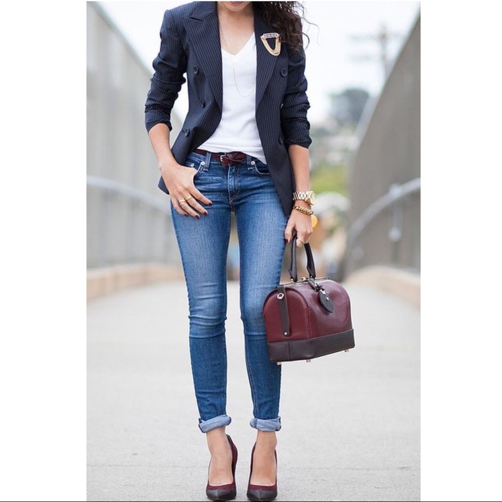 Zara Basic Blue Pinstriped Jacket - image 8